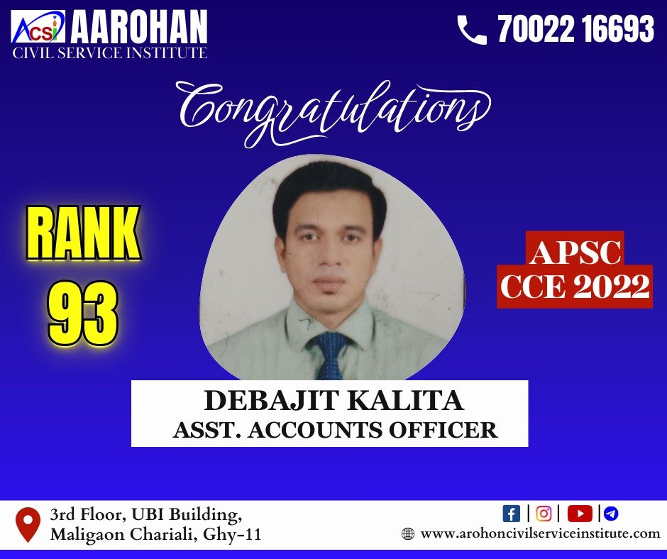 Debajit Kalita, Assistant Account Officer, Rank - 93